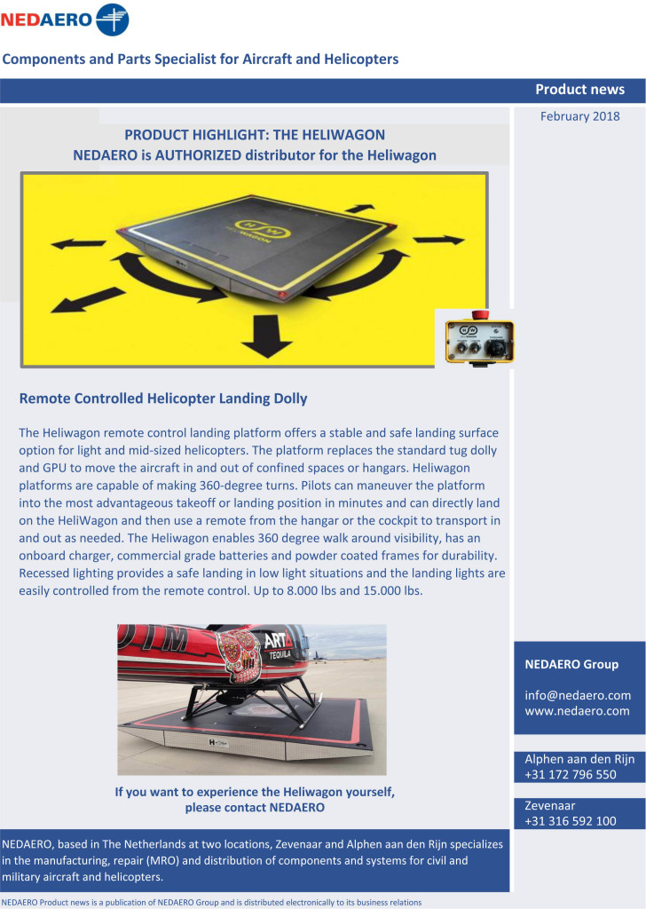 NEDAERO Product news February 2018 Heliwagon